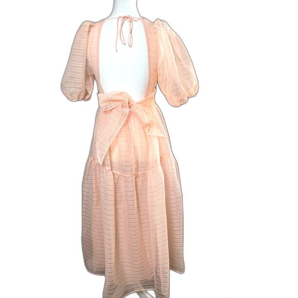 Free People Hailey Dress Size 4 Beautiful Baby Pink Wrap front Midi Dress - Picture 7 of 10